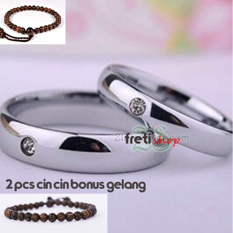 Cincin Couple Titanium ANTI KARAT harga (SATUAN) ORDER 2PCS/SEPASANG FREE GELANG COD BAYAR