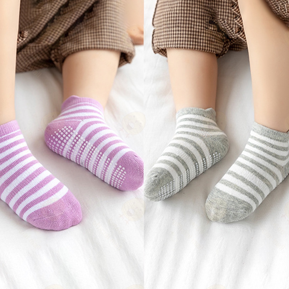Lacoo Kaos kaki bayi anti slip pendek Kaos kaki anak perempuan laki laki polos Kaus kaki bayi anak import
