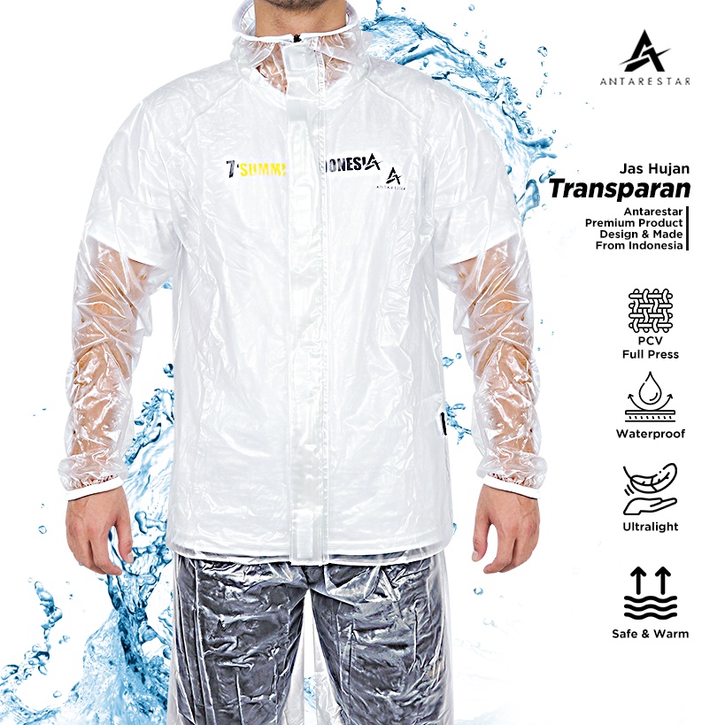 ANTARESTAR Official - Jas Hujan Pria Wanita Jas Hujan Transparan Waterproof 2 In 1 Celana Satu Set R