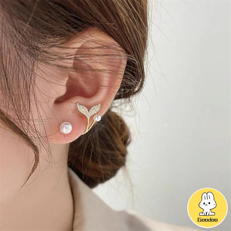 Anting Tusuk Motif Bunga daisy Hias Mutiara Imitasi simple Ala Korea Untuk Wanita -Doo