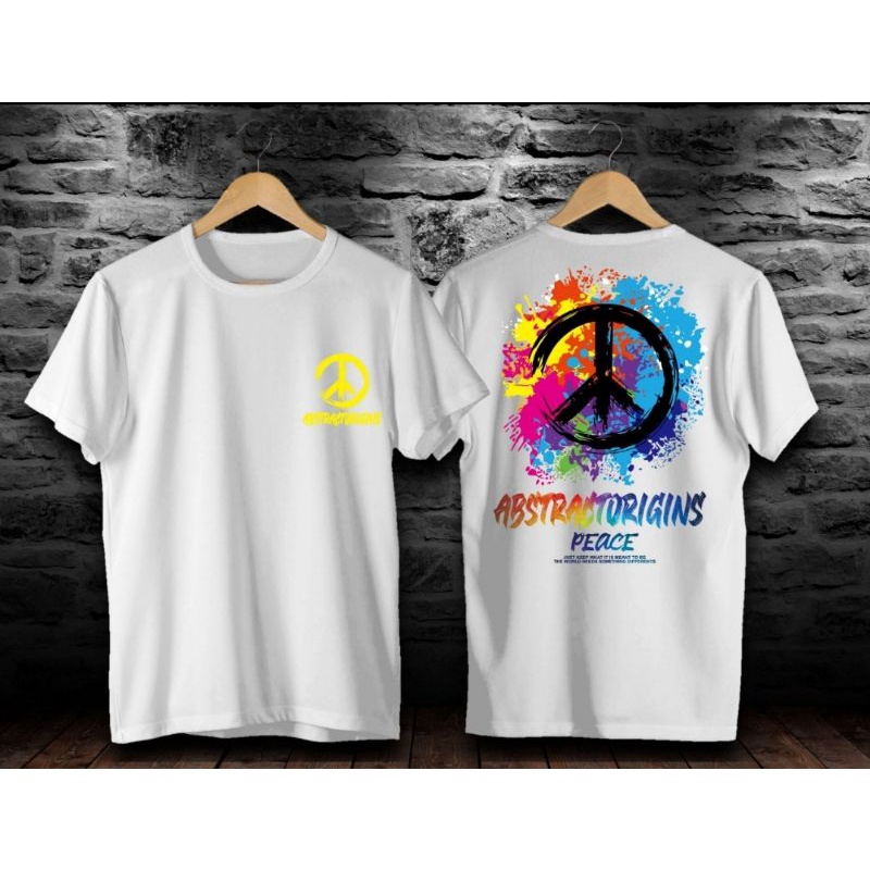 bayar di tempat kaos t-shirt pria motif peace abstrak origins baju kaos distro pria wanita terlaris dan termurah 2022