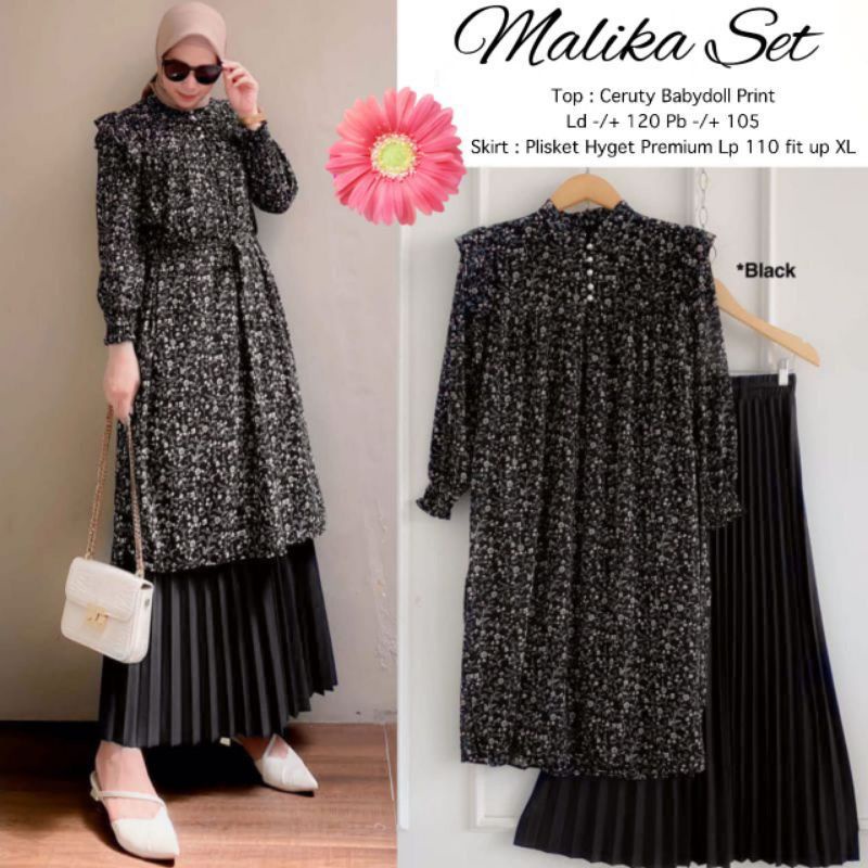 MALIKA SET | SETELAN ROK TUNIK DOUBLE FURING