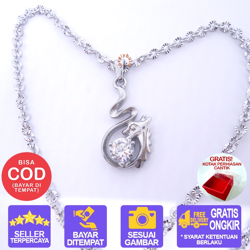 Kalung Titanium Anti Karat Nag4 Kalung Titanium Wanita Model Terbaru BONUS KOTAK PERHIASAN