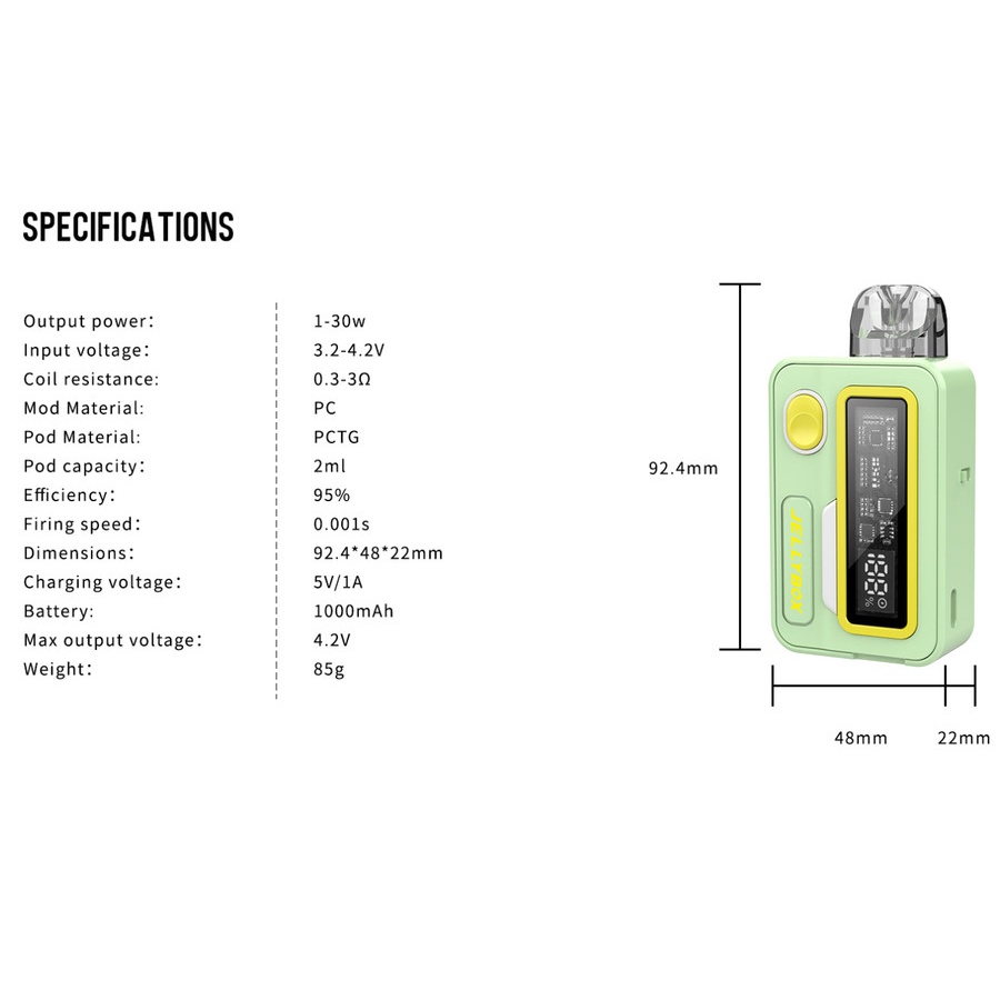 Rincoe Jellybox XS 30W 1000mAh Pod Kit Authentic - Jelly Box XS Kit