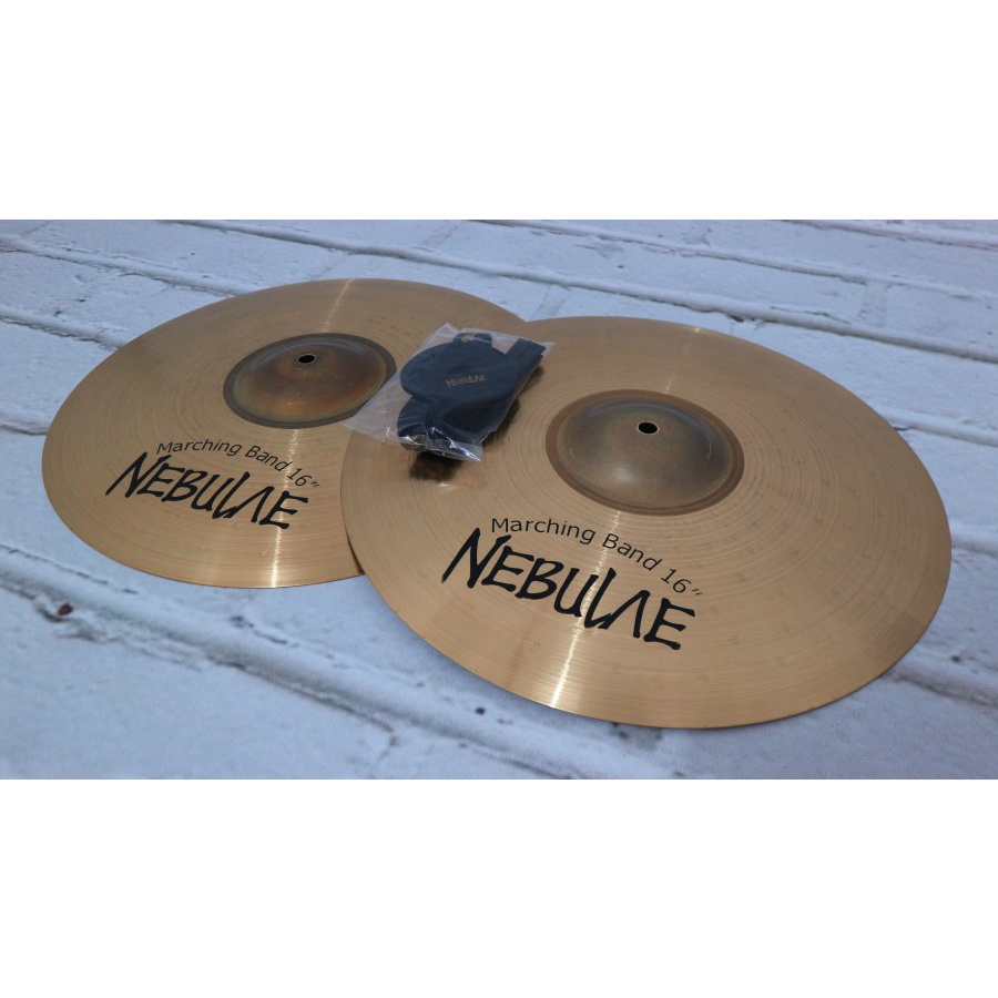 Cymbal Nebulae Marching Band 16 " satu set dan strap cymbal drumband