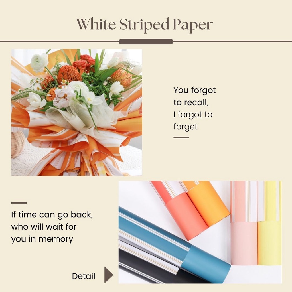 White Striped Paper Wrap Bungkusan Bunga Kertas Kado Wrapping Paper Cellophane / Flower Wrapping / Cellophane / Wrap / Kertas Bunga / Kertas Kado / Flower Paper / Kertas Grosir / Kertas Import / Kertas Cellophane / Florist / Buket Bunga / Florist Supply /