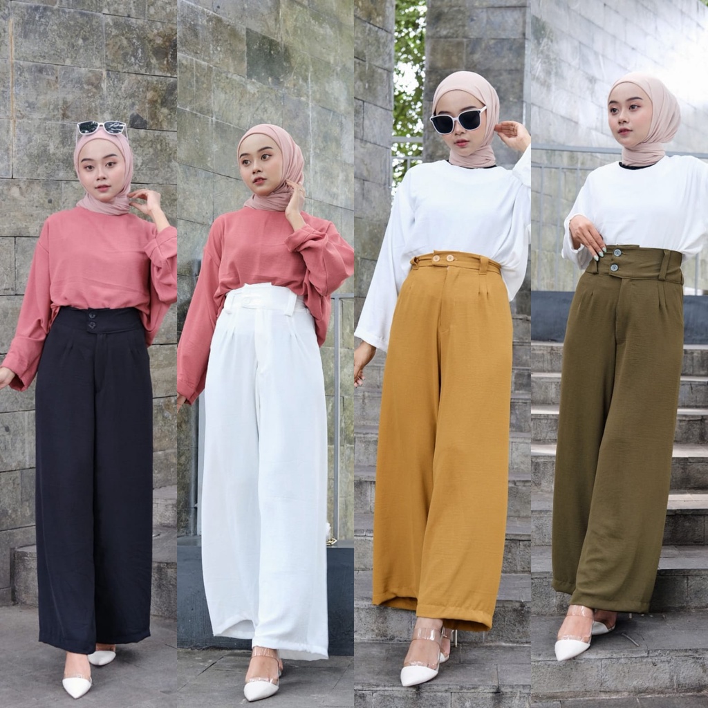 GIORA CELANA KULOT CRINKLE HIGWAIST WANITA LOOSE CULLOTE PANTS Zada Crinkle Cullote Highwaist Wanita Celana Kulot Crinkle Airflow Premium Polos Resleting Luna cringkle pants | celana kulot highwaits wanita CRINKLE AIRFLOW LOOSE PANTS VARIASI KANCING