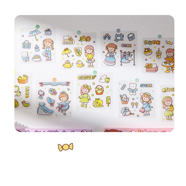 Sticker  Aesthetic Lucu Momo Stiker Anti Air Tumblr DIY Hp/Stiker Motif Kartun Lucu ala Korea Dekorasi Buku Diary Memo Catatan Harian Anak Sekolah Alat Tulis Bahan Stiker Transparant Bisa Untuk Kado Ulang Tahun GUDANG