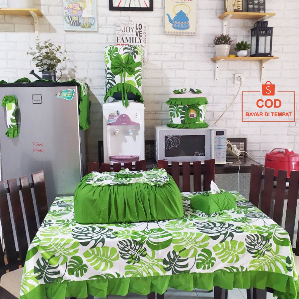 ✅COD (PAKET 8 PCS) KITCHEN SET TAPLAK MEJA MAKAN TUTUP KULKAS TEMPAT TISU SARUNG GALON MEJIKOM TUDUNG SAJI PERSEGI PANJANG PERLENGKAPAN HIASAN DEKORASI PERABOTAN PERALATAN DAPUR RUMAH TANGGA MINIMALIS LENGKAP TERMURAH TERBARU