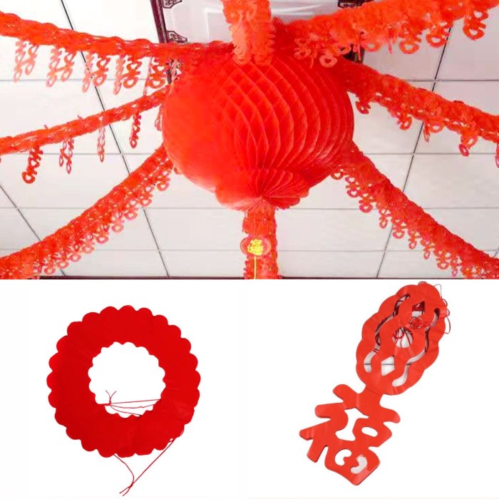 Garland Gong Xi Fa Cai Wan Shi Ru Yi Dekorasi Imlek Lampion Murah Ornamen Imlek Garland Banner Merah Harga Grosir Termurah