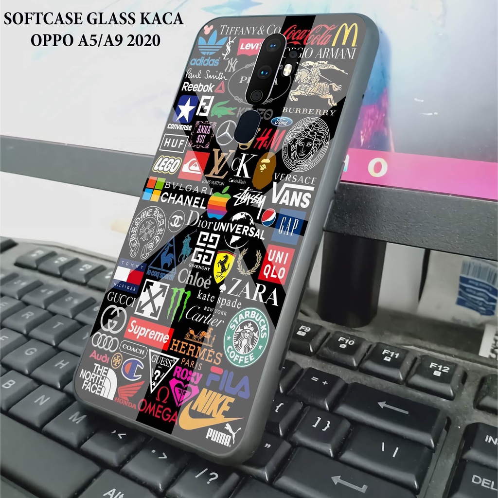 Softcase Glass Kaca OPPO A5 2020 - Case Hp Pelindung Handphone OPPO A9 2020 [ A69].