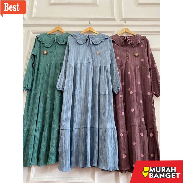 model dress terbaru 2022 YSA fashion Midi Dress Crinkle Midi Dress Muslim Midi Dress Polos Midi Dres