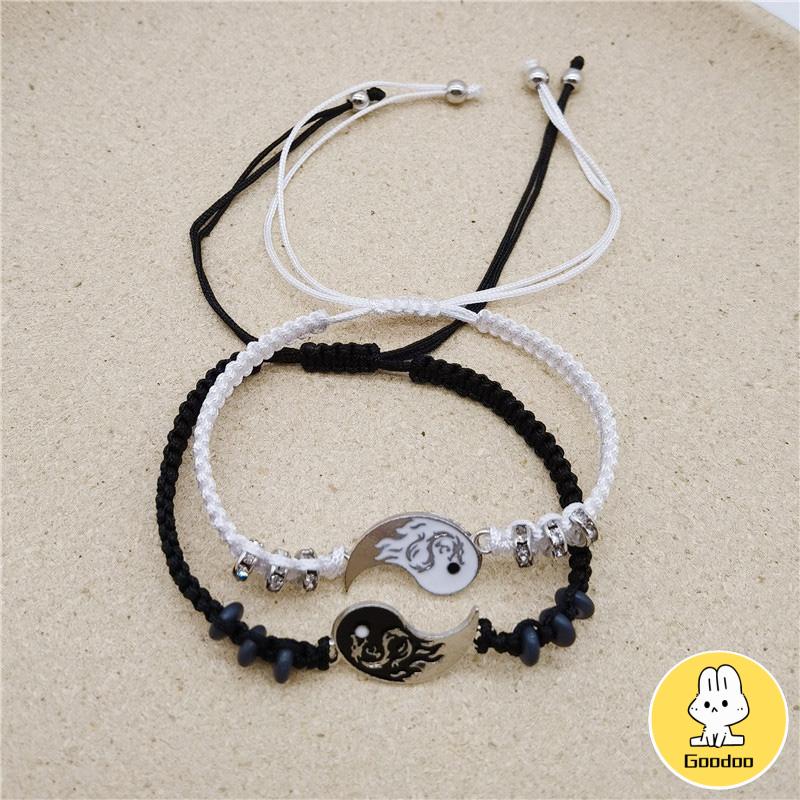 2pcs Gelang Couple Dikepang Gosip Tai Chi Adjustable Fashion Accessories Hadiah Aksesoris Bracelet -Doo