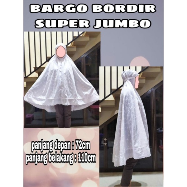 Bergo Bordir Super Jumbo Putih Hitam Haji Umroh Ihrom Wanita