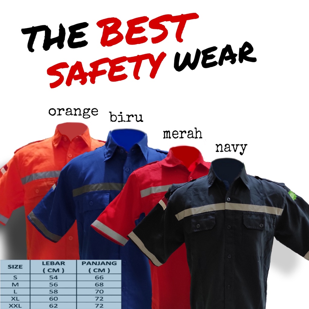 BAJU KERJA LENGAN PENDEK WEARPACK SAFETY BAJU LAPANGAN SAFEETY K3