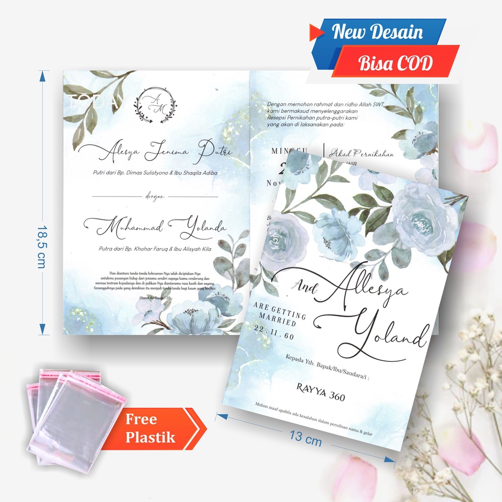 UNDANGAN PERNIKAHAN - CETAK KARTU UNDANGAN PERNIKAHAN GLOSSY SIMPLE, BAGUS DAN ELEGAN, MURAH LAGI