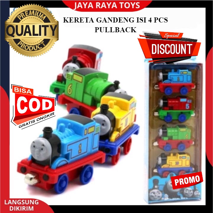 Mainan Anak Mobil kereta Train 1Paket 4Pcs Mobil kereta  Biru Merah Hijau Kuning SNI