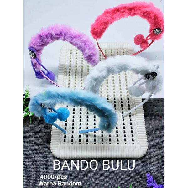 Bando/Bando anak dengan Bulu motif warna Random harga/pcs