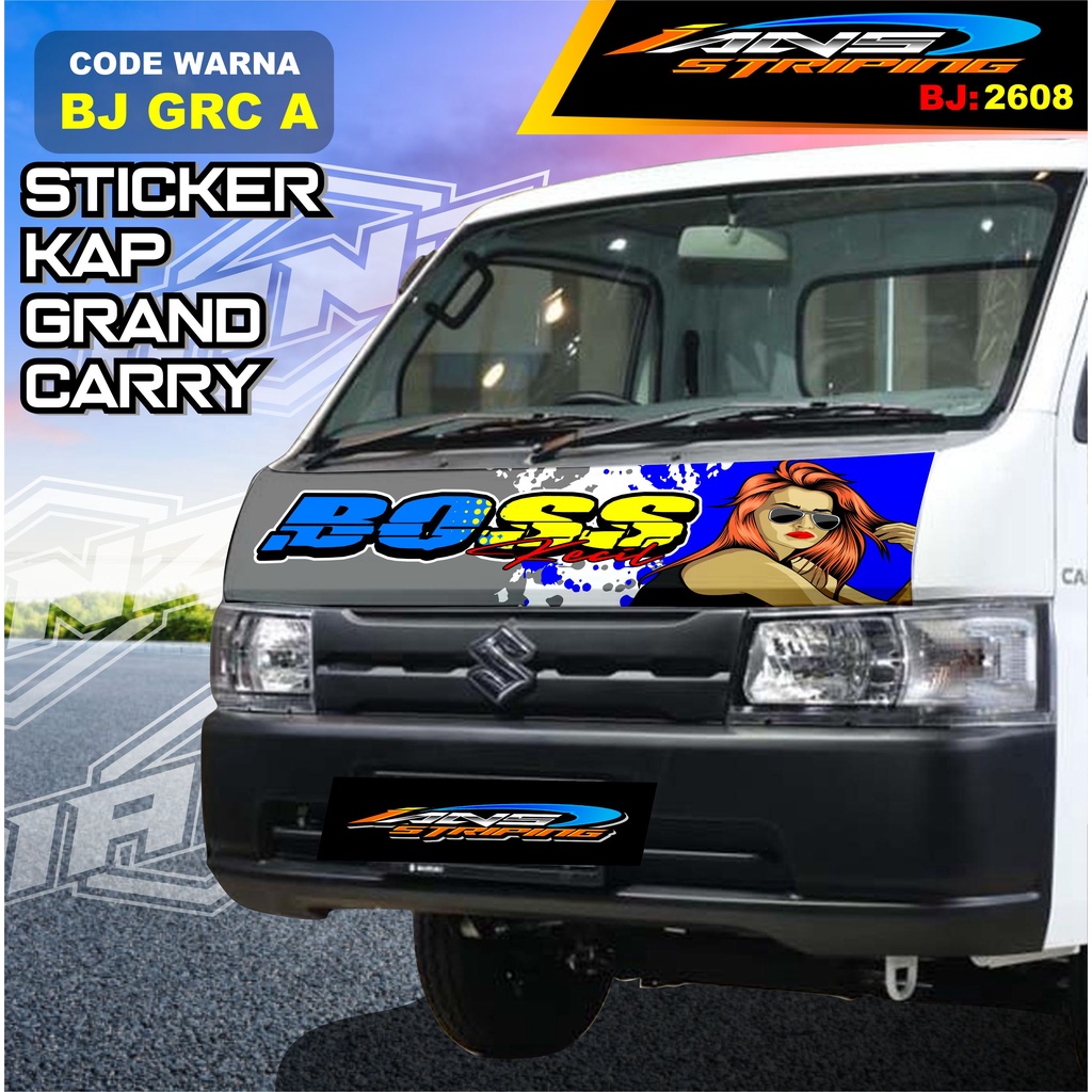 DECAL STIKER KABIN DEPAN MOBIL CARRY / STIKER KAP DEPAN MOBIL GRANMAX PICK UP / STICKER TERBARU L300