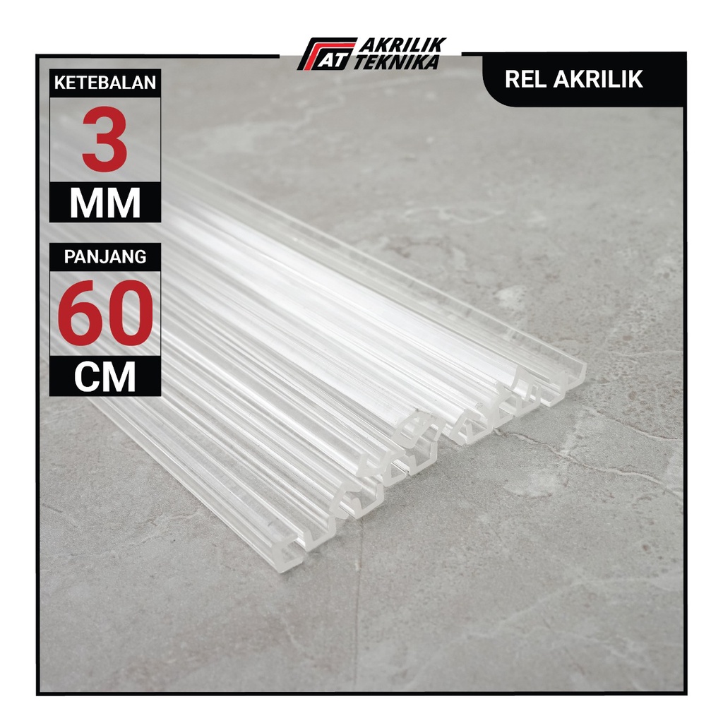 

Rel Akrilik 3mm Siku U Panjang 60cm Sambungan Laci Geser