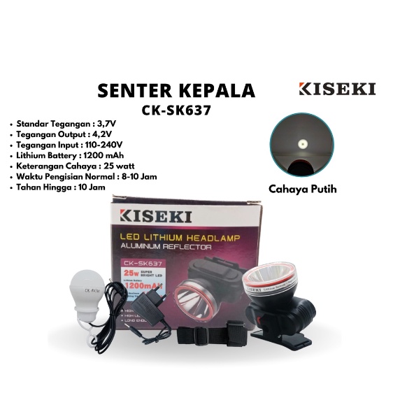 Senter Kepala CK-SK637 Headlamp 25Watt Free Lampu Emergency