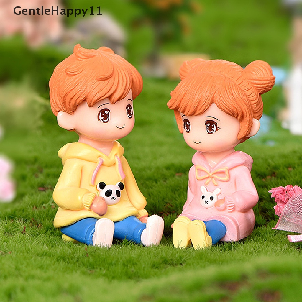 Gentlehappy 2pcs/set Sweater Mini Pasangan Patung Fairy Garden Pemandangan Mikro Dekorasi Rumah id
