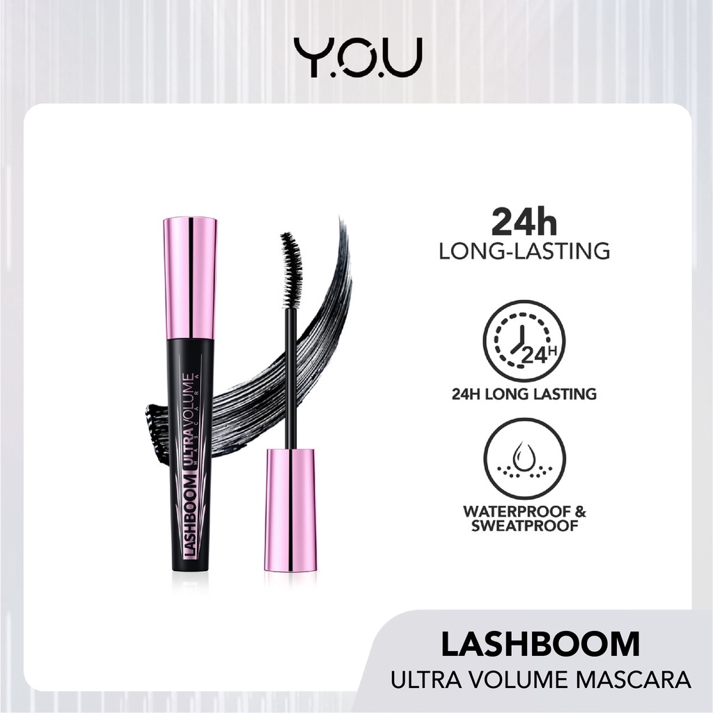 YOU  Lashboom Ultra Volume Mascara [Maskara  Waterproof | Tahan Hingga 24 Jam |Volum eyelash]-kosmetik