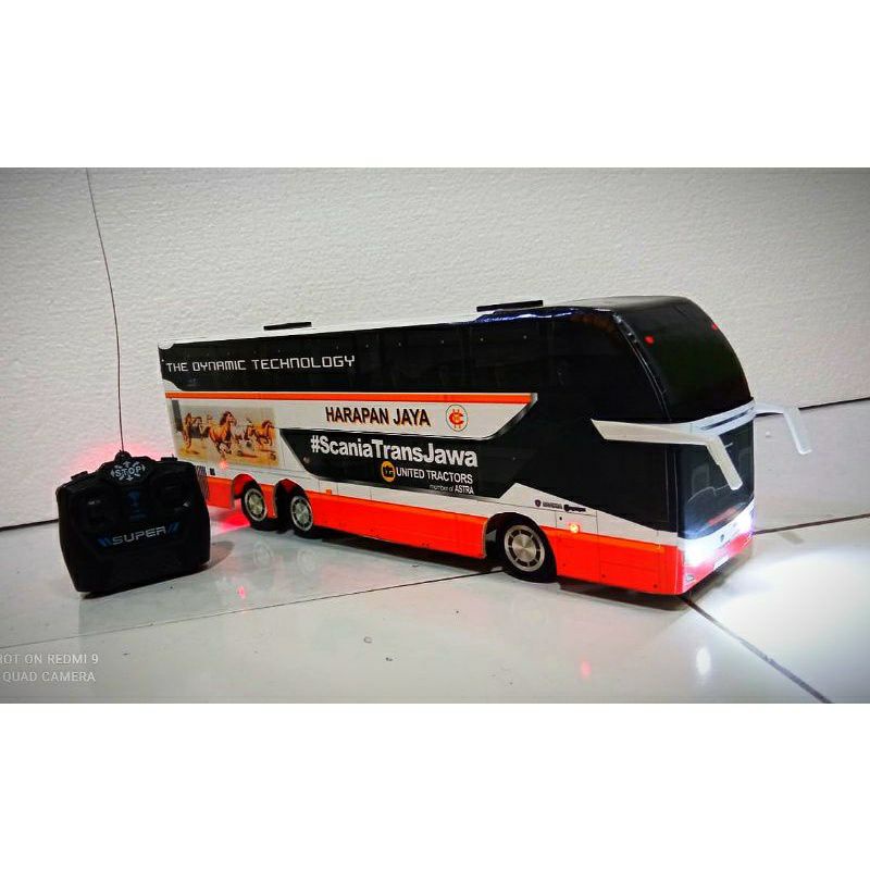 Mainan unik miniatur bus harapan jaya SDD remot control