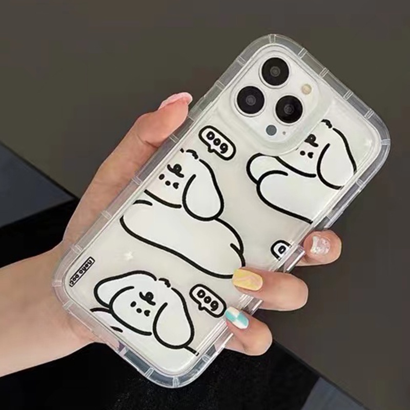 Soft Case Silikon TPU Transparan Motif Anjing Untuk IPhone 14 13 12 11 Pro XS Max X XR 8 7 6 6S Plus