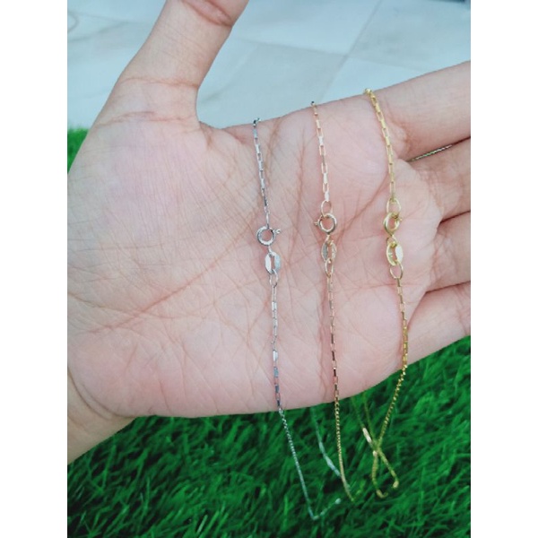 kalung perak asli silver 925 lapis emas/kalung rantai balok mini+liontin salib polos/asli silver/fashion wanita