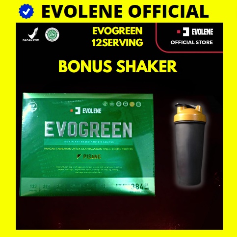 EVOLENE EVOGREEN 1 Box Isi 12 Sachet 384 Gram VEGAN PROTEIN Plant Based VEGETARIAN FREE LACTOSE LAKTOSA BPOM HALAL EVO GREEN EVOGREN EVOLINE EVOLEN EVOLINE EVOLEN