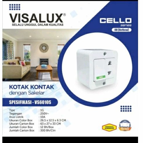 Stop Kontak OB Timbul +Saklar Engkel Cello Visalux VS6010S