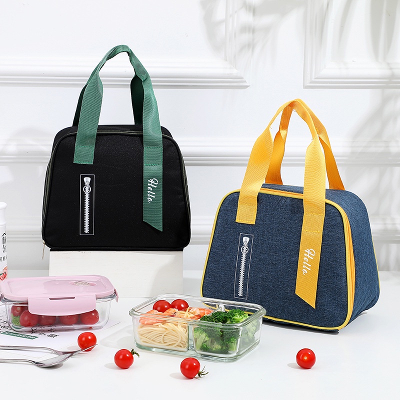 Imura | Tas Bekal  Motif Helo Tahan Panas Dingin Insulator Polos Kantor Anak Lunch Bag Hello