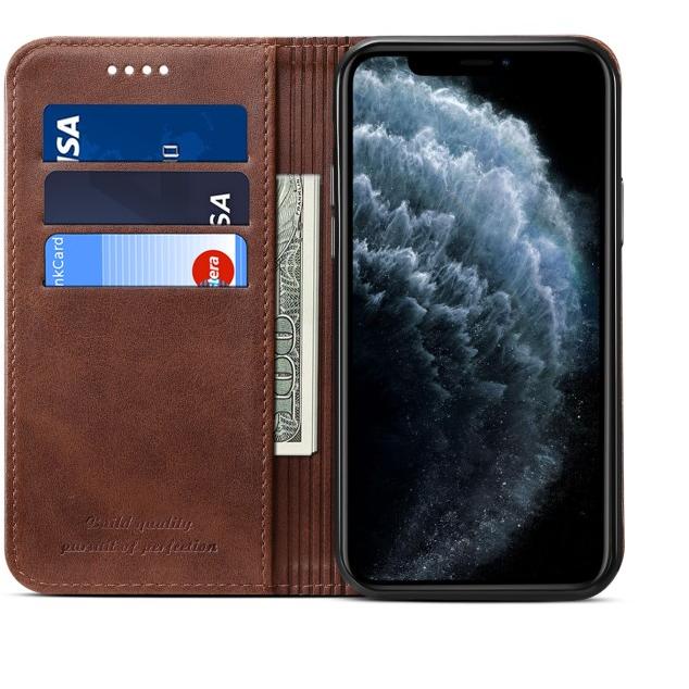 Leather Flip Case iPhone 12 Mini / 12 Pro Max Cover Casing Kulit Card - Hitam, 12 Mini