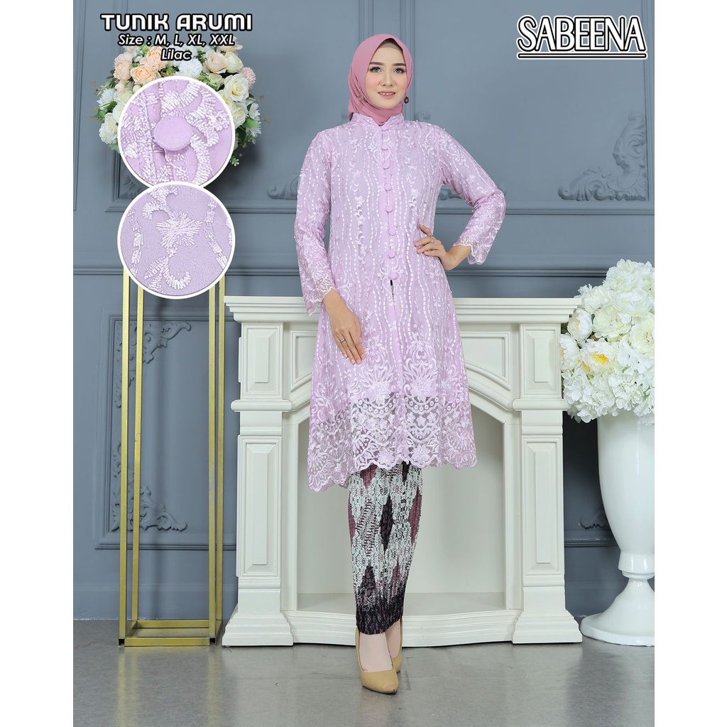 Setelan Kebaya Tunik Brukat Busui Kancing Depan Baju Kebaya Modern Kebaya Pesta  COD