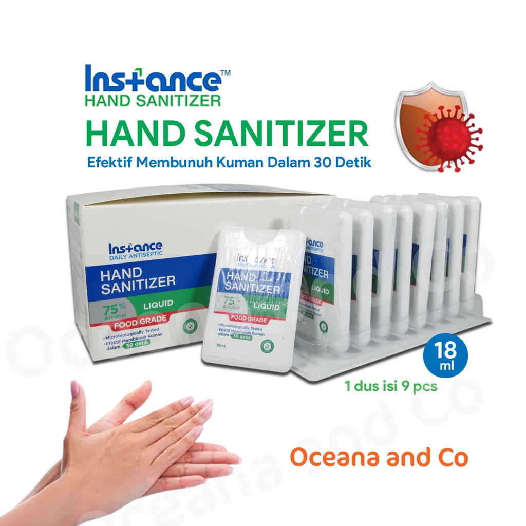 Instance Handsanitizer pocket spray 18ml 1 dus isi 72pcs