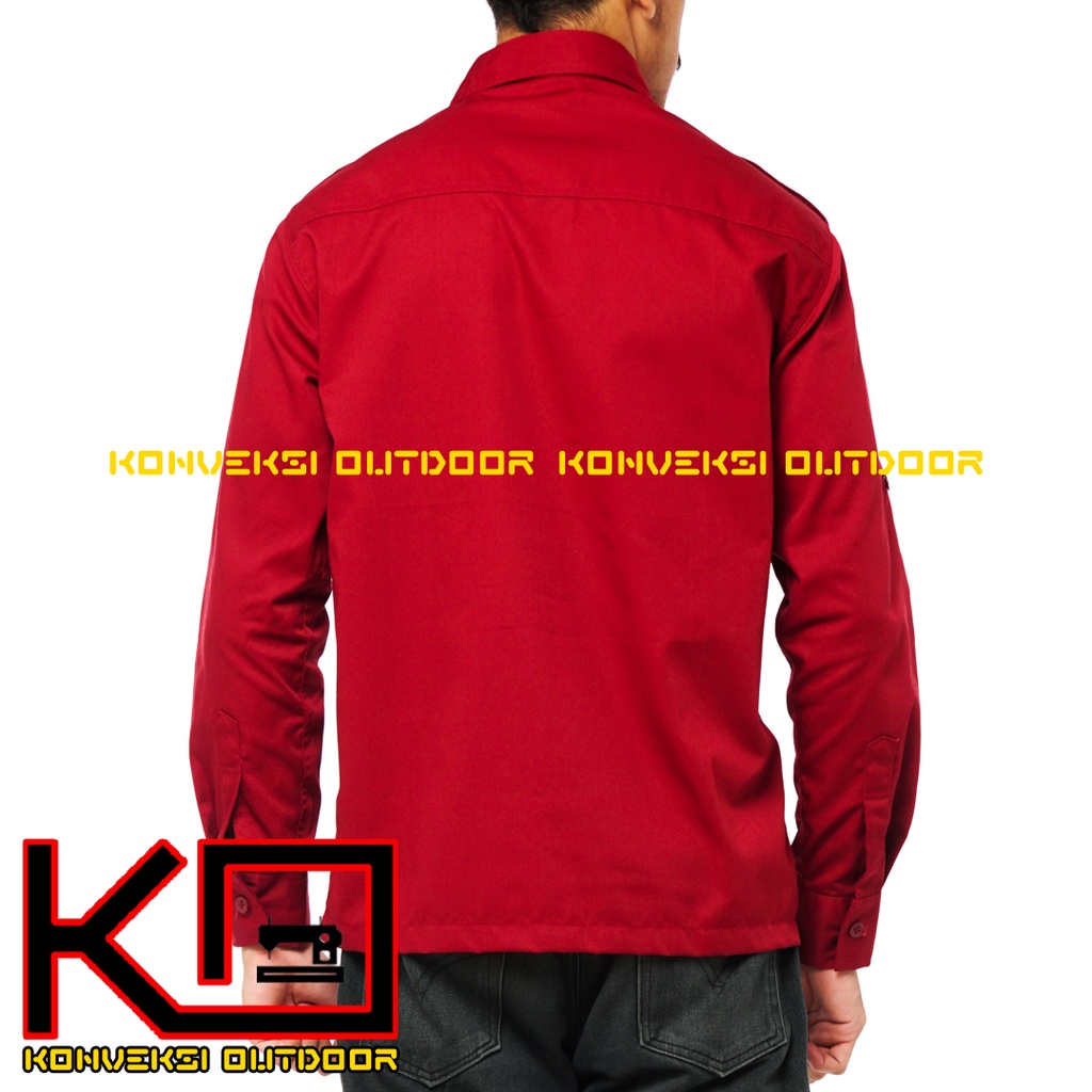 BAJU KEMEJA PDL LAPANGAN OUTDOOR INDOOR PRIA LENGAN PANJANG - Seragam Kerja Kantor Group Kemeja Lapangan Outdoor Gunung Taktikal Comunitas Kemeja Dinas PDH PNS Cargo Safari Paspampres Security Satpam Tactical Americand Drill American America Warna Maroon