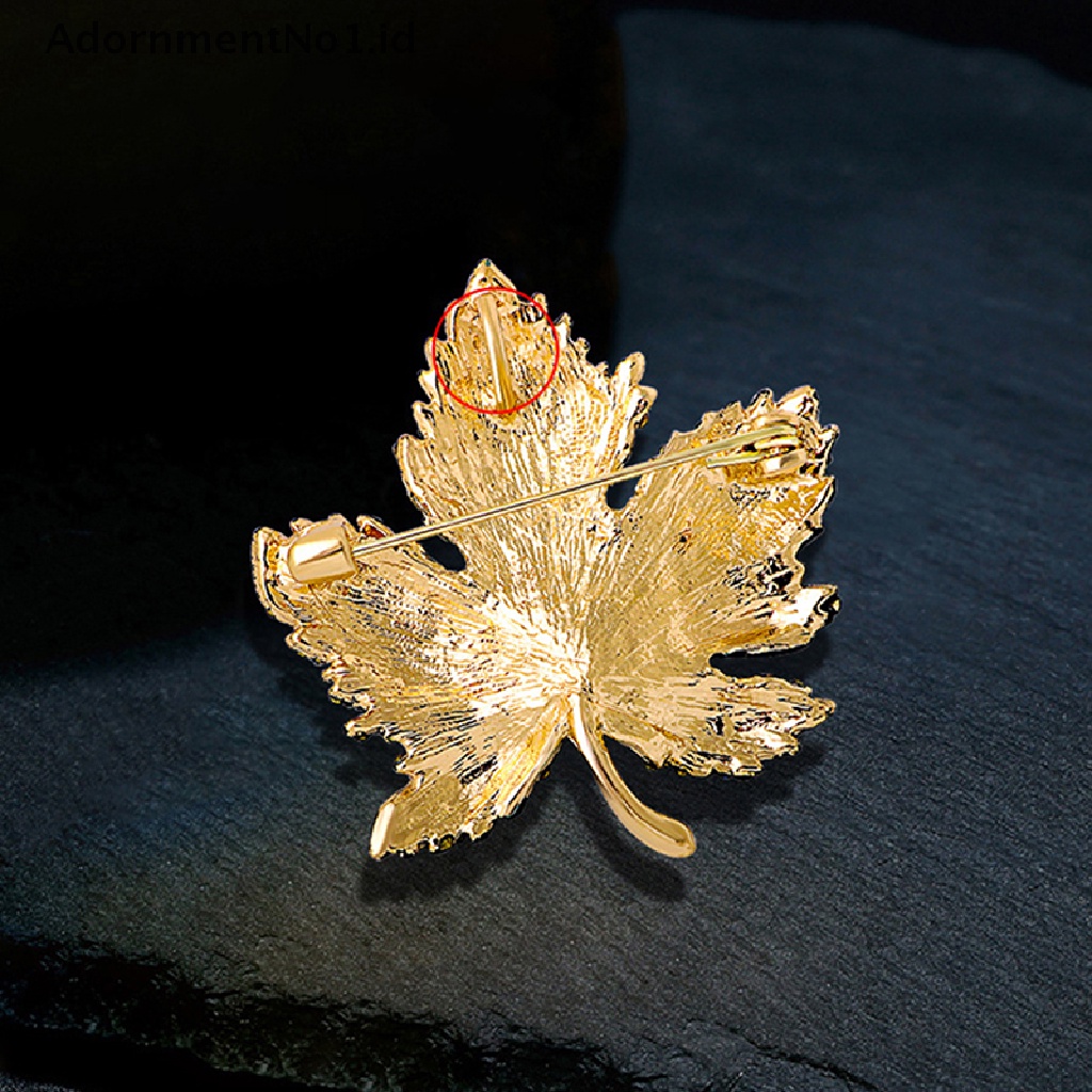 1pc Bros Pin Desain Daun Maple Hias Kristal Berlian Imitasi Gaya Vintage Untuk Wanita 00mm AdornmentNo1