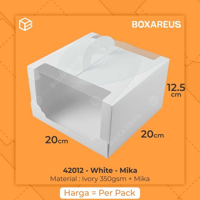 

Box Mika Kotak Kue Cake Packaging Transparan Dus Handle | 42012 White