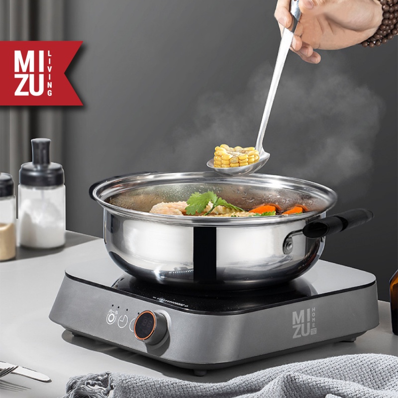 MIZU OKURUSU 28CM Steamer Wok Pan Hotpot 3.2L Panci Kukusan Serbaguna Stainless Steel