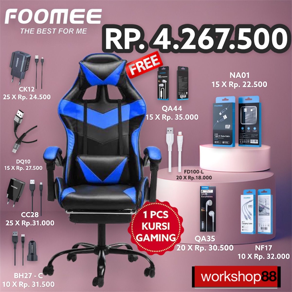 PROMO BARU ACC FOOMEE - Paket Reseller GRATIS Kursi Gaming Sofa (1pcs) - FD100L, DQ10, NF17, NA01, Q