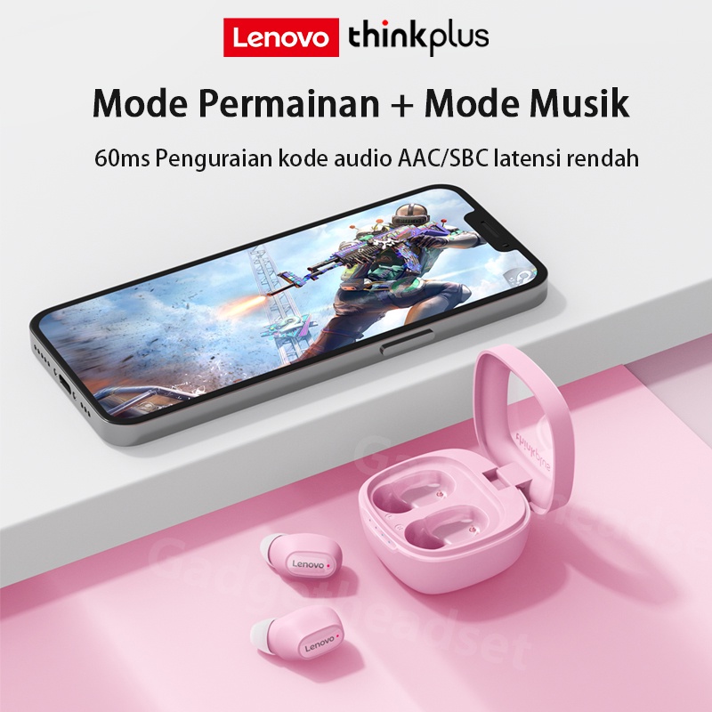 Thinkplus Lenovo XT62 Headset Bluetooth 5.3 Mini Earbud TWS Earphone with Microphone Latensi rendah