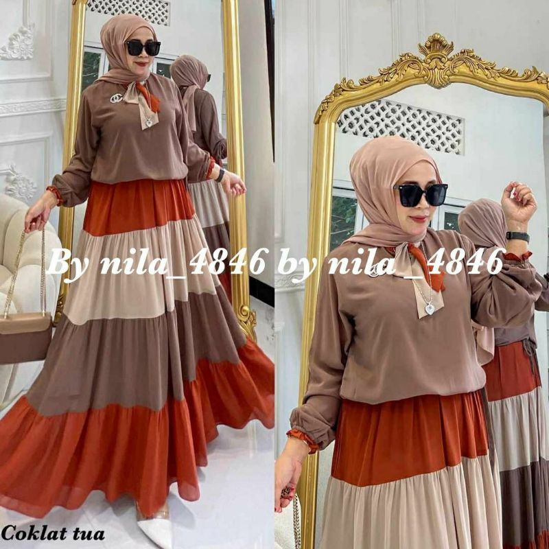 GALINA MAXY DRESS BAJU WANITA GAMIS REMAJA TERBARU / GROSIR BUSANA SURABAYA / DANIK POLKA / TERLARIS