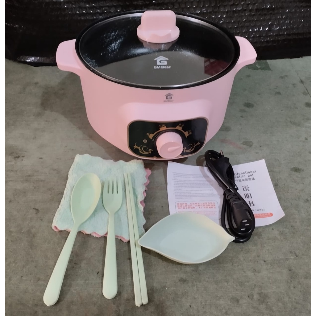 ( KJO ) Panci Serbaguna Portable Multifungsi Electric Fry Pan Anti Lengket Electric / Panci Listrik Lapisan Keramik Teflon / Electric Cooking