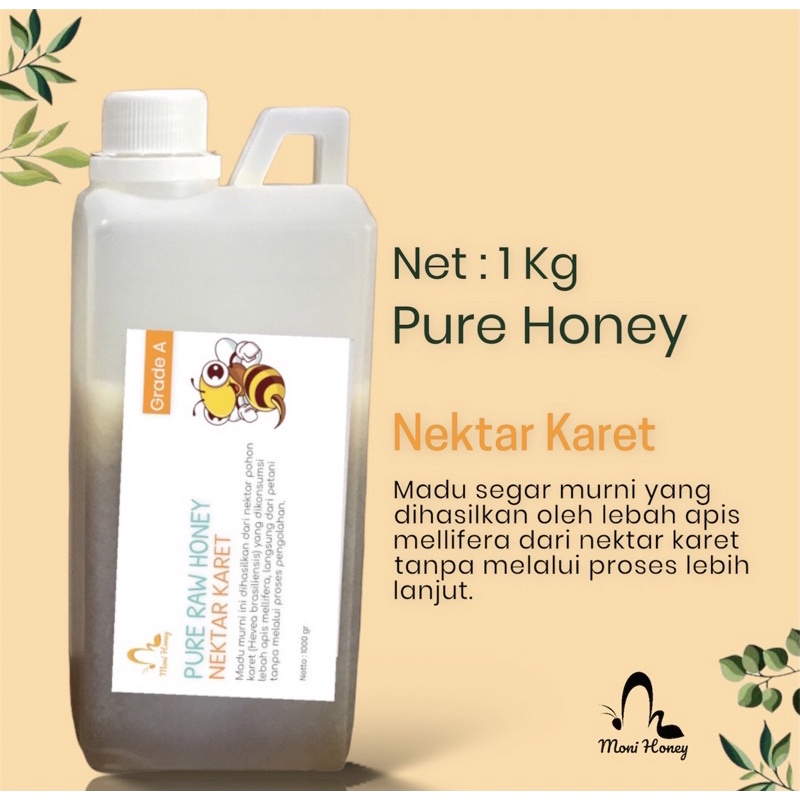 

Madu Murni Asli Moni 1Kg Nektar Karet 100% Alami Pure Raw Honey