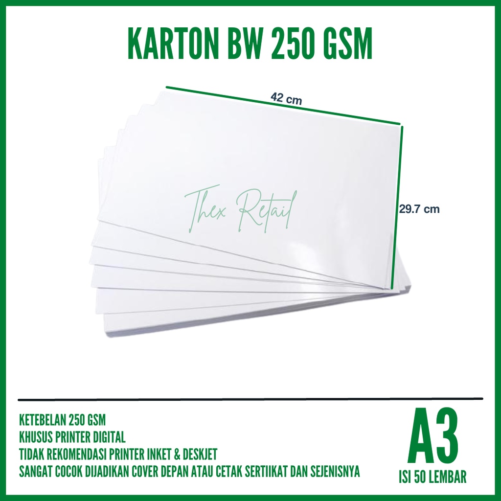 

Kertas BW A3 250gsm isi 50 lembar / Kertas BW