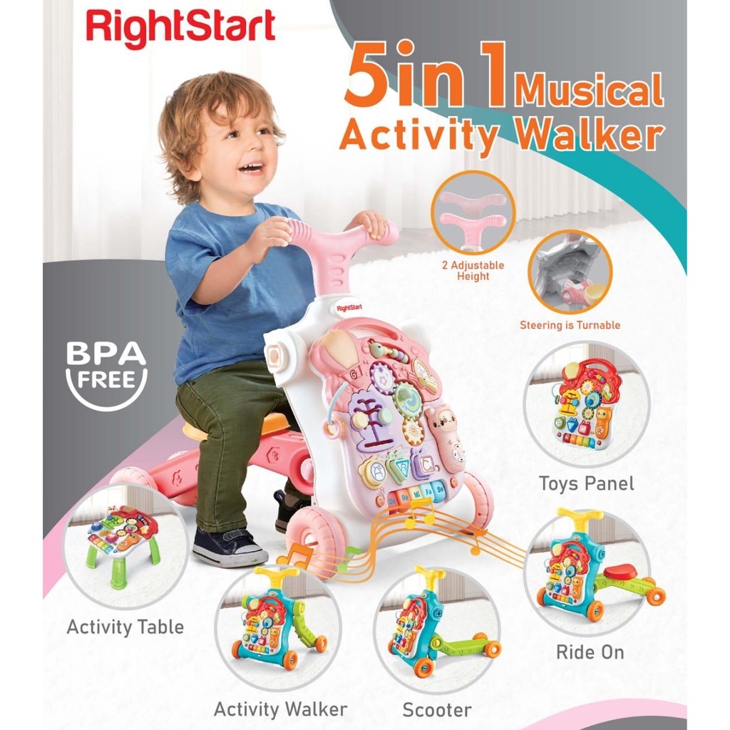 Right Start - 5 in 1 Musical Activity Baby Push Walker / Mainan Musikal Edukasi 505152