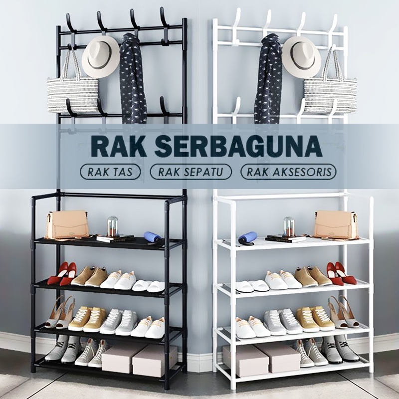 Rak Sepatu aksesoris atau apa aja yang bisa digantung Rak Sepatu dan Gantungan Baju Serbaguna /  Rak Sepatu Susun Rak Gantungan Stand Hanger Gantungan Tas atau baju 4 Susun Rak Sepatu / Rak Sepatu Gantungan Baju, Tas Dan Topi