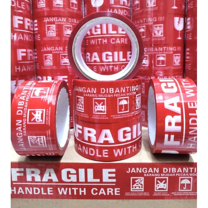 

PROMO Isolasi Selotip Lakban Fragile Merah Tape (1 slop ISI 6)