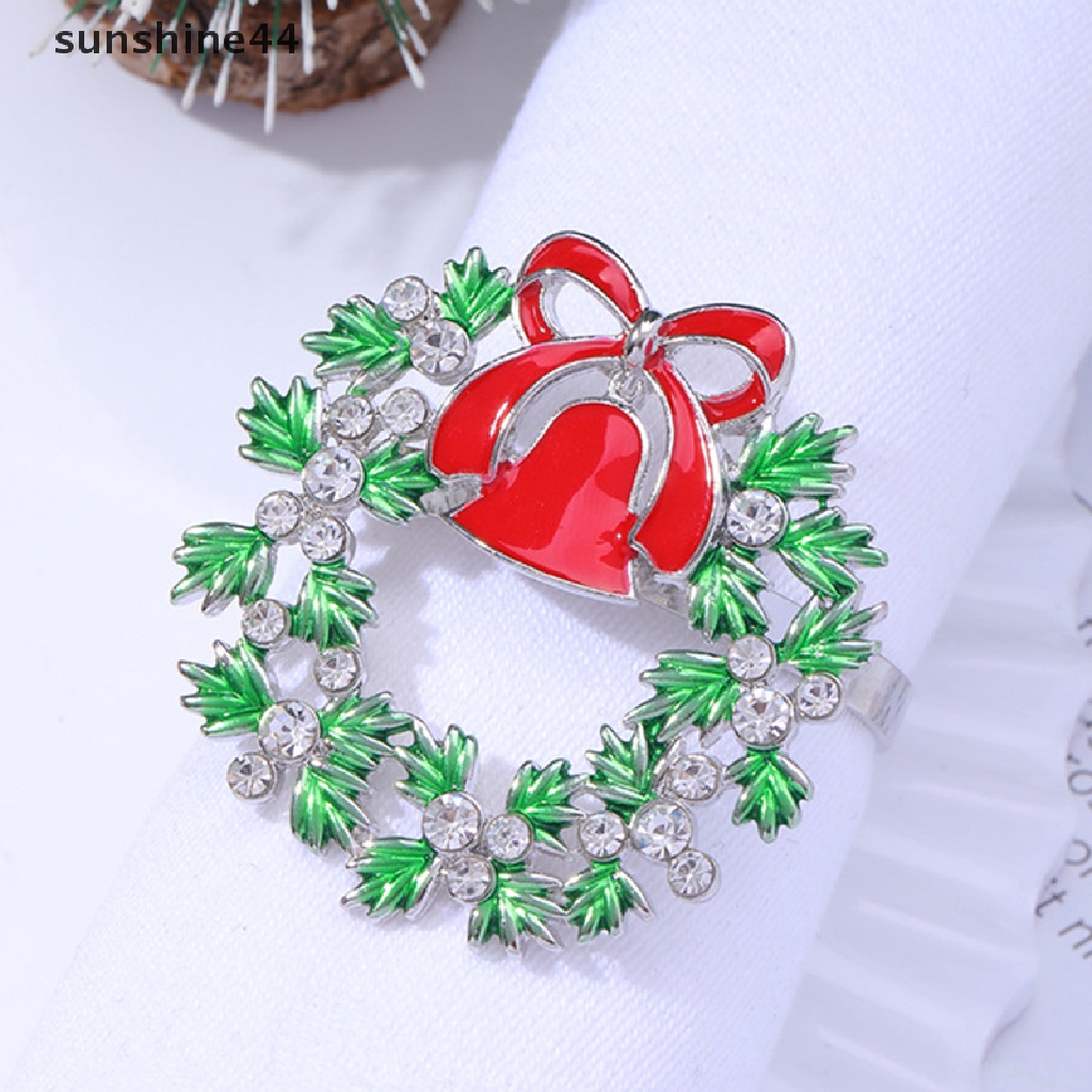 Sunshine Cincin Serbet Motif Santa Claus Natal Bahan Metal Untuk Dekorasi Meja